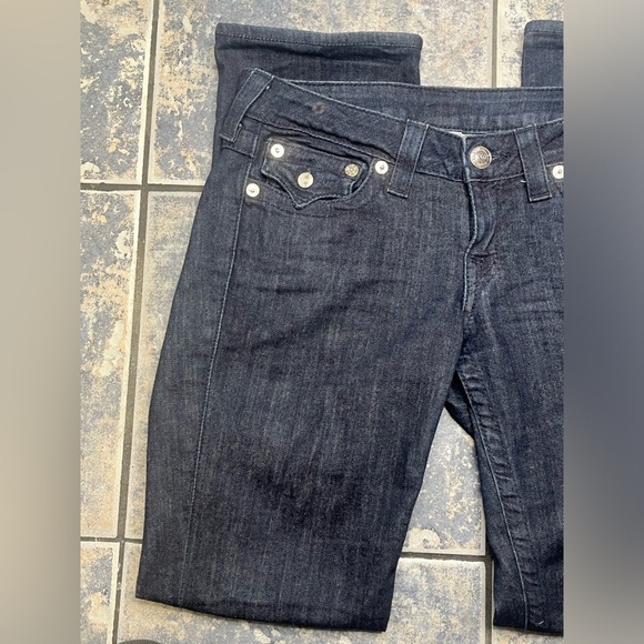 Vintage true religion made USA size 27 straight dark deep blue y2K jeans… - Picture 6 of 15